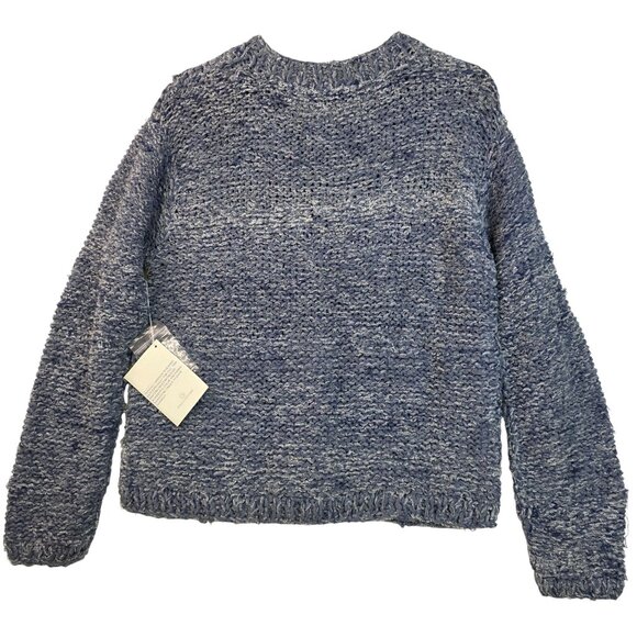 Floral Hand Knit Rag Cardigan Small Med Denim Blue Bellepointe Vintage Deadstock - Picture 5 of 9